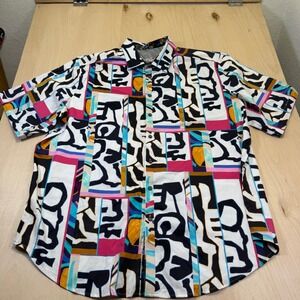 Robert Graham Far Out 2XLT Mens Geometric‎ Abstract Short Sleeve Button Up Shirt